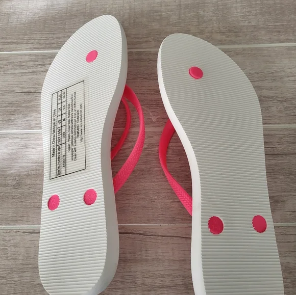 Victoria's Secret Women Striped Hot Pink Summer Beach Flip Flops Medium 7 / 8 - Picture 6 of 6